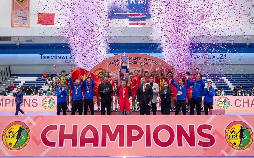 ĐT futsal nữ Việt Nam giành ngôi vô địch giải giao hữu NSDF Women’s Futsal Championship 2024.